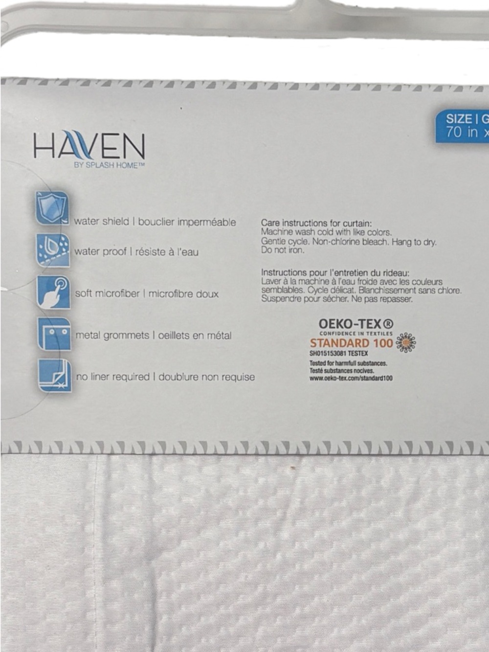Splash HAVEN White Microfiber Shower Curtain or Liner - Picture 4 of 5